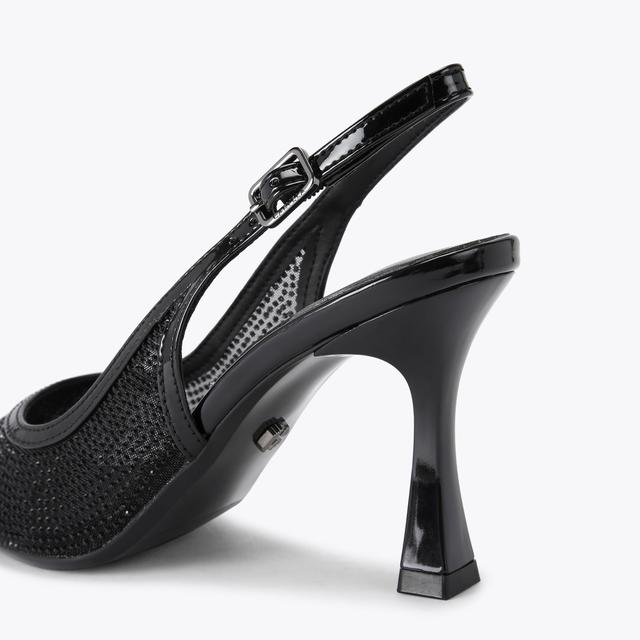 Carvela By Kurt Geiger MIDNIGHT SLING Black Fabric Heel By CARVELA