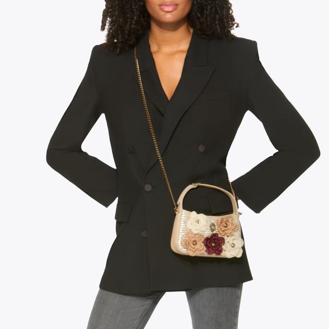 Carvela By Kurt Geiger MINI BOND SHOULDER FLOWER Raffia Floral Shoulder Bag By KURT GEIGER LONDON