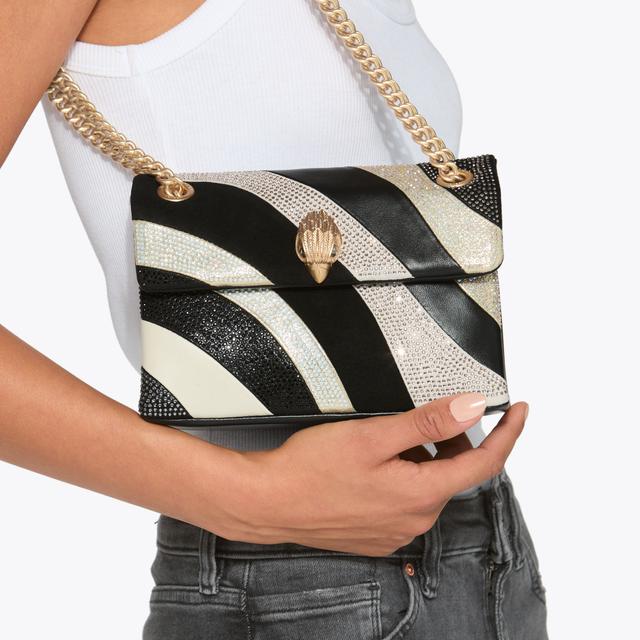 Carvela By Kurt Geiger MINI KENSINGTON BAG Black And White Leather Kensington Bag By KURT GEIGER LONDON