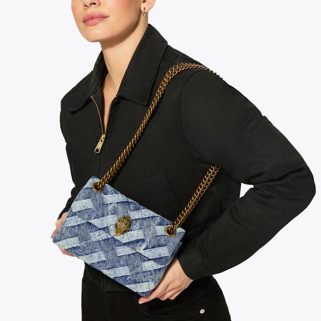 Carvela By Kurt Geiger MINI KENSINGTON SOFT BAG Denim Woven Cross Body Bag By KURT GEIGER LONDON