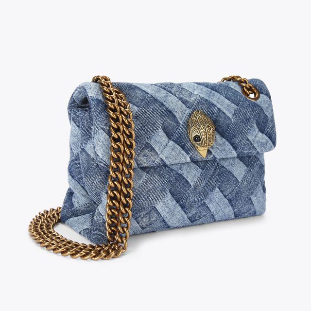 Carvela By Kurt Geiger MINI KENSINGTON SOFT BAG Denim Woven Cross Body Bag By KURT GEIGER LONDON