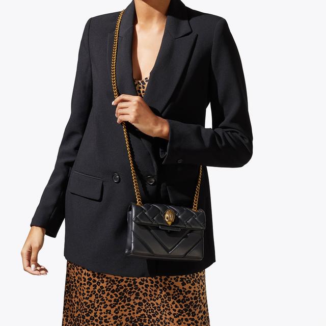 Carvela By Kurt Geiger MINI KENSINGTON X BAG Black Quilted Leather Mini Bag By KURT GEIGER LONDON