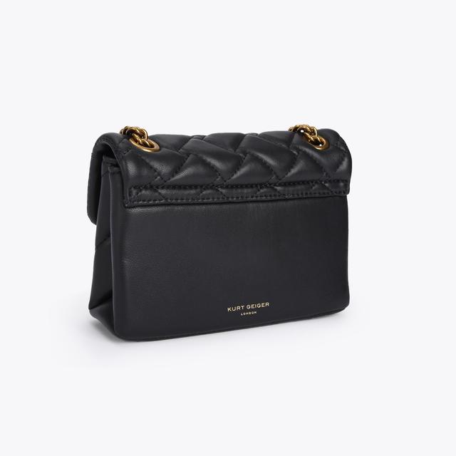Carvela By Kurt Geiger MINI KENSINGTON X BAG Black Quilted Leather Mini Bag By KURT GEIGER LONDON