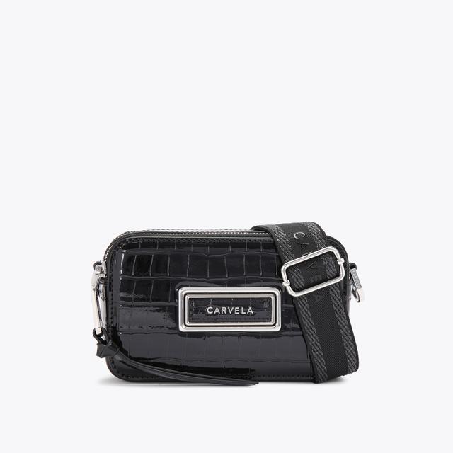 carvela by kurt geiger MINI ROMA RECTANGLE Black Croc Cross Body Bag by CARVELA