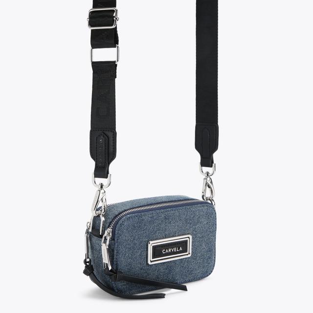 Carvela By Kurt Geiger MINI ROMA RECTANGLE Denim Cross Body Bag By CARVELA