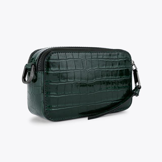 Carvela By Kurt Geiger MINI ROMA RECTANGLE Green Croc Cross Body Bag By CARVELA
