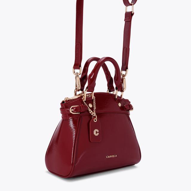 Carvela By Kurt Geiger MINI VALENTINA TOTE Wine Patent Tote Bag By CARVELA