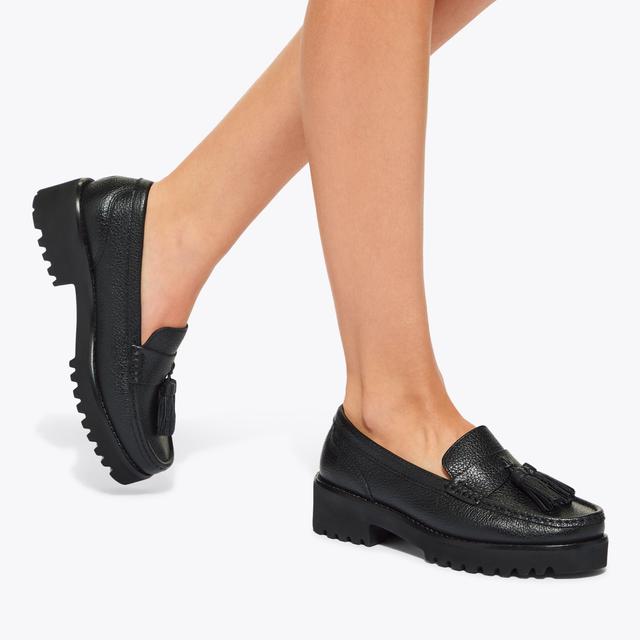 Carvela By Kurt Geiger MINNIE Grained Black Leather Loafer By KG KURT GEIGER
