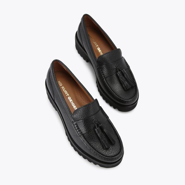 Carvela By Kurt Geiger MINNIE Grained Black Leather Loafer By KG KURT GEIGER