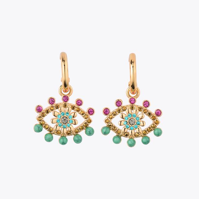 carvela by kurt geiger MIXED GEM EYE HUGGIES Crystal Evil Eye Earrings by KURT GEIGER LONDON