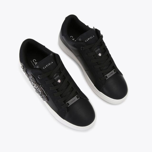 Carvela By Kurt Geiger MORTELLA SNEAKER Black Leather Jewel Sneaker By CARVELA