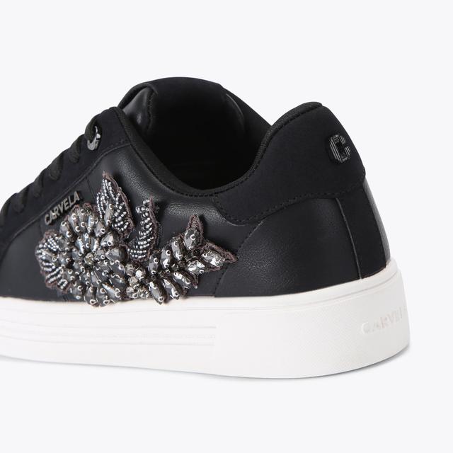 Carvela By Kurt Geiger MORTELLA SNEAKER Black Leather Jewel Sneaker By CARVELA