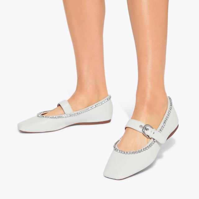 Carvela By Kurt Geiger NICO GEM Silver Bone Flat By KG KURT GEIGER