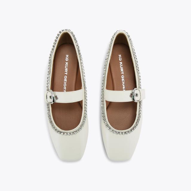 Carvela By Kurt Geiger NICO GEM Silver Bone Flat By KG KURT GEIGER
