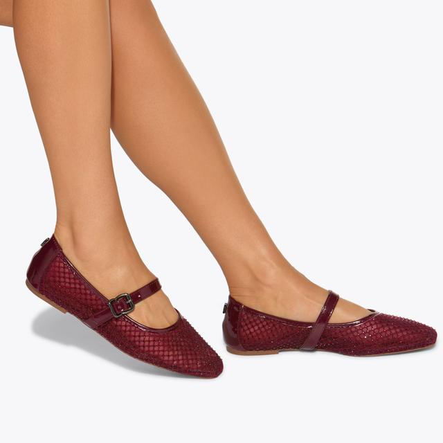 Carvela By Kurt Geiger NINA MESH Wine Patent Mesh Flat Shoe By KG KURT GEIGER
