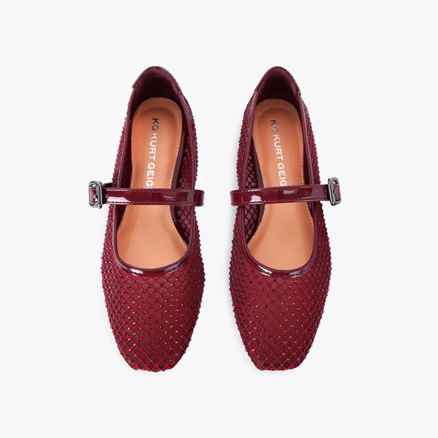 Carvela By Kurt Geiger NINA MESH Wine Patent Mesh Flat Shoe By KG KURT GEIGER