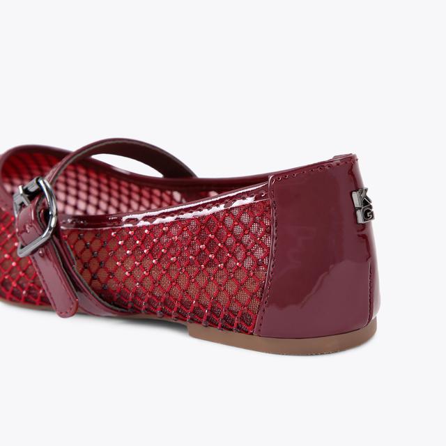 Carvela By Kurt Geiger NINA MESH Wine Patent Mesh Flat Shoe By KG KURT GEIGER