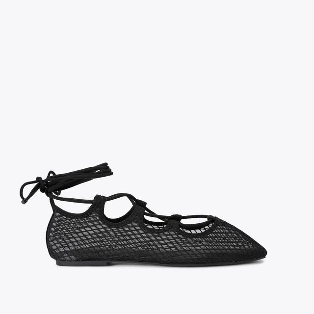 carvela by kurt geiger NINA TIE UP Black Mesh Flat by KG KURT GEIGER