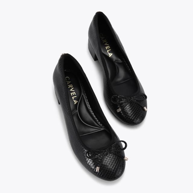 Carvela By Kurt Geiger NOVA BALLET Black Lizard Embossed Ballet Flat By CARVELA