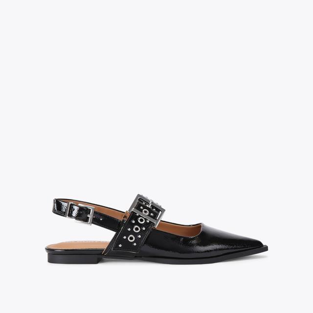 carvela by kurt geiger NOVA Black Patent Buckle Flat by KG KURT GEIGER