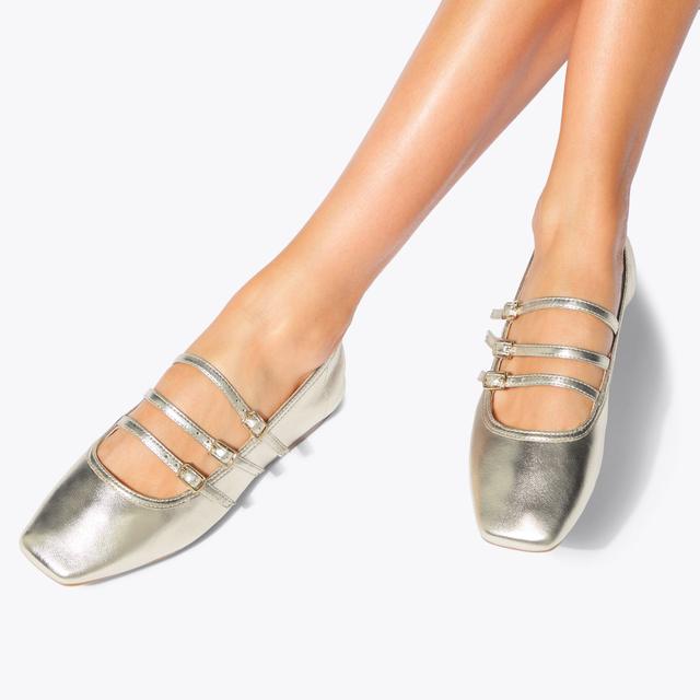 Carvela By Kurt Geiger NOVEL Gold Mary Jane Flats By KG KURT GEIGER