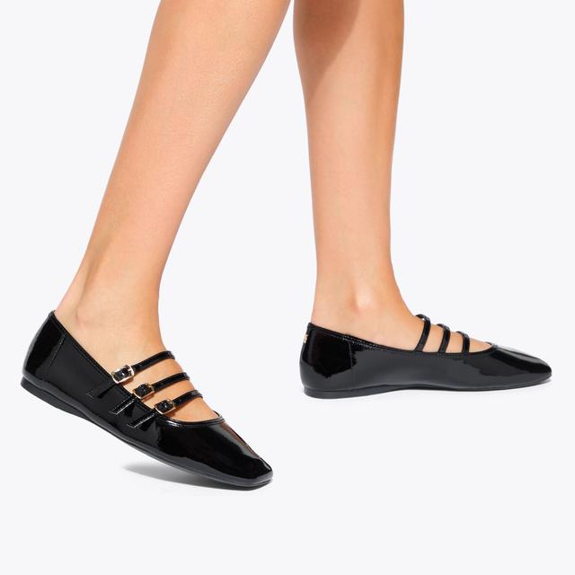 Carvela By Kurt Geiger NOVEL Patent Black Mary Jane Flat By KG KURT GEIGER