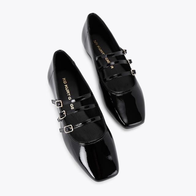 Carvela By Kurt Geiger NOVEL Patent Black Mary Jane Flat By KG KURT GEIGER