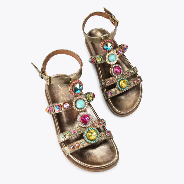 Carvela By Kurt Geiger OCTAVIA FLEXI GLADIATOR Bronzed Leather Sandal By KURT GEIGER LONDON