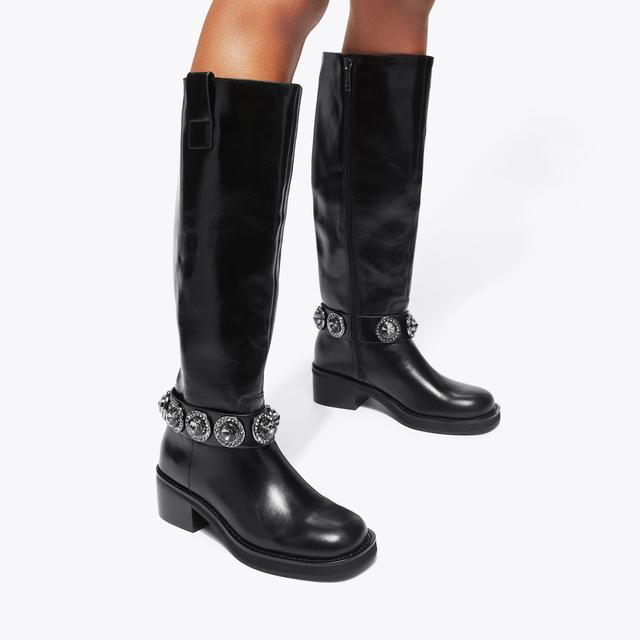 Carvela By Kurt Geiger OCTAVIA KNEE PULL ON Black Crystal Ankle Boot By KURT GEIGER LONDON