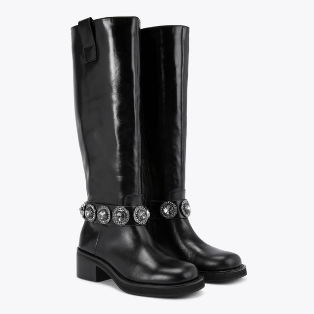 Carvela By Kurt Geiger OCTAVIA KNEE PULL ON Black Crystal Ankle Boot By KURT GEIGER LONDON