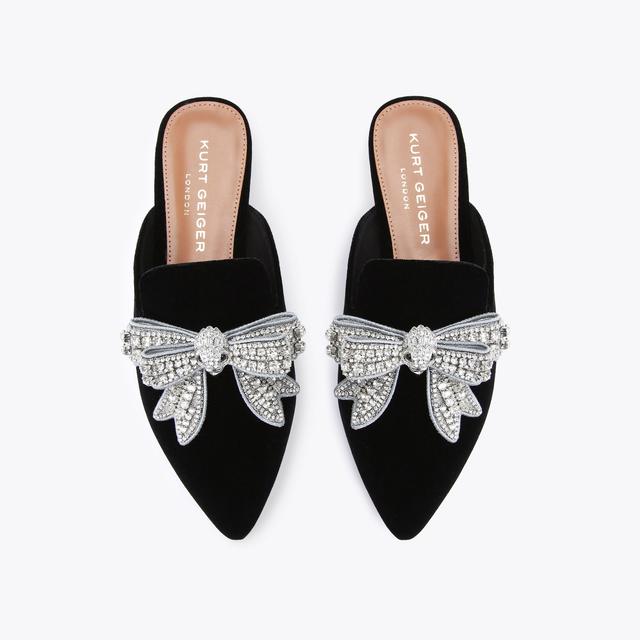 Carvela By Kurt Geiger OLIVE CRYSTAL BOW Black Slip On Shoes By KURT GEIGER LONDON