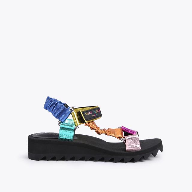 carvela by kurt geiger ORION Rainbow Metallic Velcro Strap Sandals by KURT GEIGER LONDON