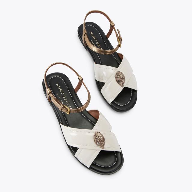 Carvela By Kurt Geiger ORSON CROSS FLAT SANDAL Bone Leather Sandal By KURT GEIGER LONDON
