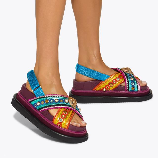 Carvela By Kurt Geiger ORSON CROSS SCALLOP Metallic Multi-colour Sandals By KURT GEIGER LONDON