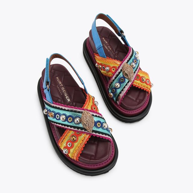 Carvela By Kurt Geiger ORSON CROSS SCALLOP Metallic Multi-colour Sandals By KURT GEIGER LONDON
