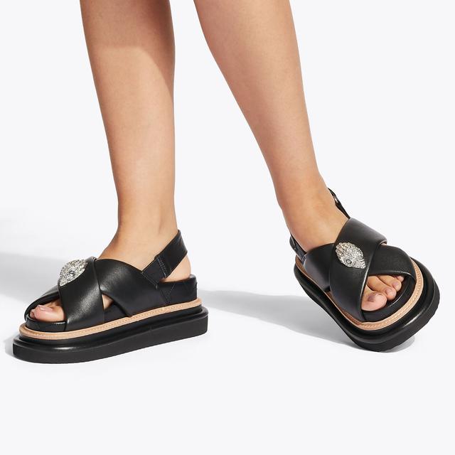 Carvela By Kurt Geiger ORSON CROSS STRAP SANDAL Black Leather Sandal By KURT GEIGER LONDON