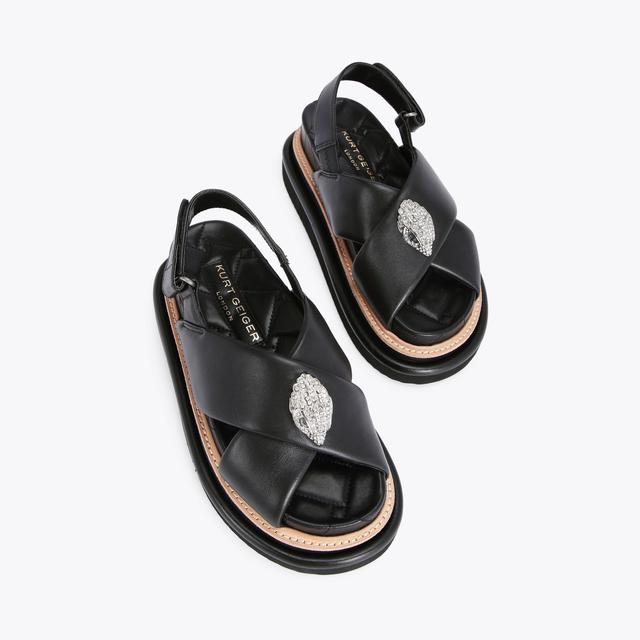 Carvela By Kurt Geiger ORSON CROSS STRAP SANDAL Black Leather Sandal By KURT GEIGER LONDON