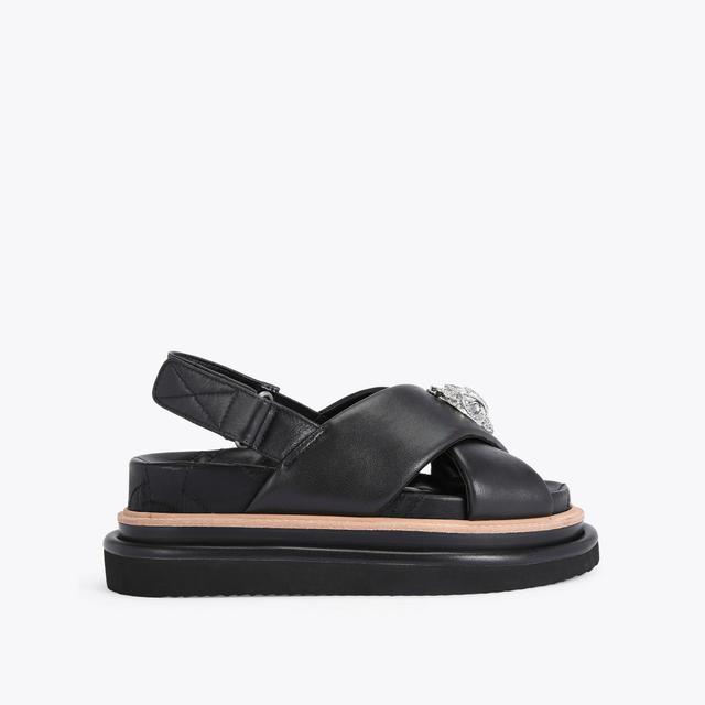 carvela by kurt geiger ORSON CROSS STRAP SANDAL Black Leather Sandal by KURT GEIGER LONDON