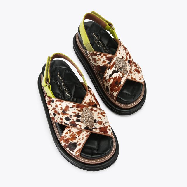Carvela By Kurt Geiger ORSON CROSS STRAP SANDAL Cow Print Sandal By KURT GEIGER LONDON
