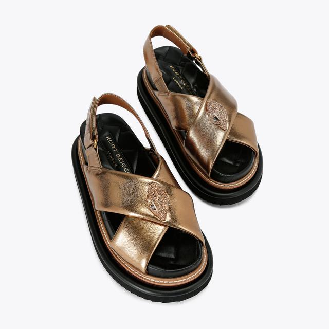 Carvela By Kurt Geiger ORSON CROSS STRAP SANDAL Gold Leather Strap Sandal By KURT GEIGER LONDON