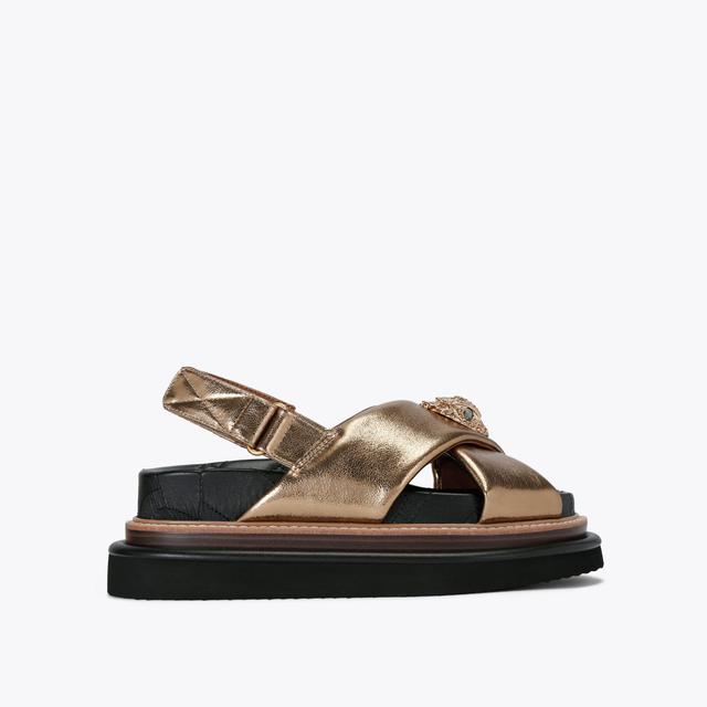 carvela by kurt geiger ORSON CROSS STRAP SANDAL Gold Leather Strap Sandal by KURT GEIGER LONDON