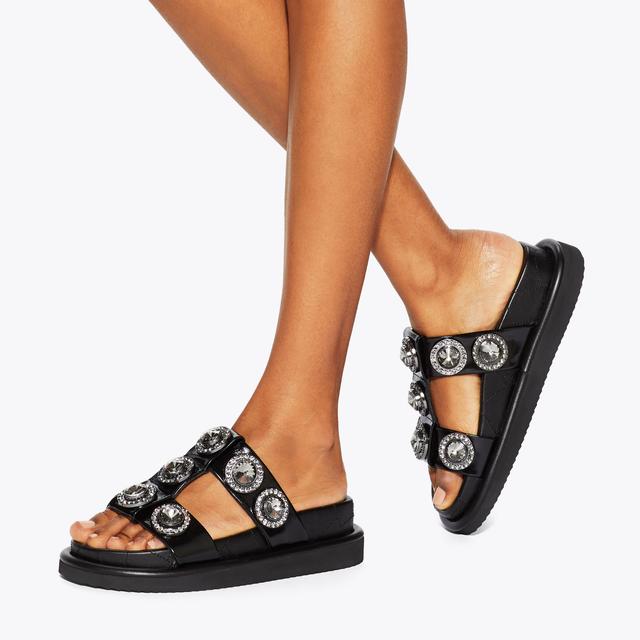 Carvela By Kurt Geiger ORSON CRYSTAL SANDAL Black Patent Sandals By KURT GEIGER LONDON