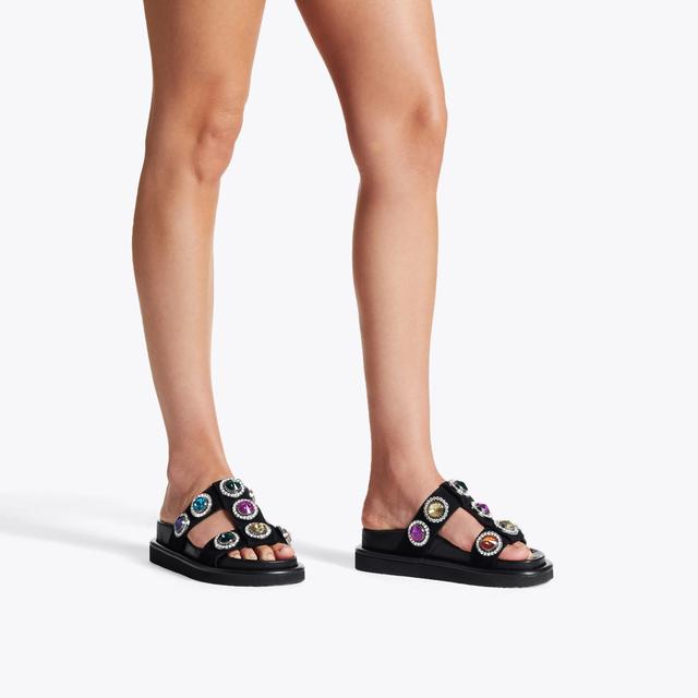 Carvela By Kurt Geiger ORSON CRYSTAL SANDAL Black Suede Crystal Caged Slip On Sandals By KURT GEIGER LONDON