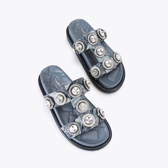 Carvela By Kurt Geiger ORSON CRYSTAL SANDAL Denim Slip On Sandals By KURT GEIGER LONDON