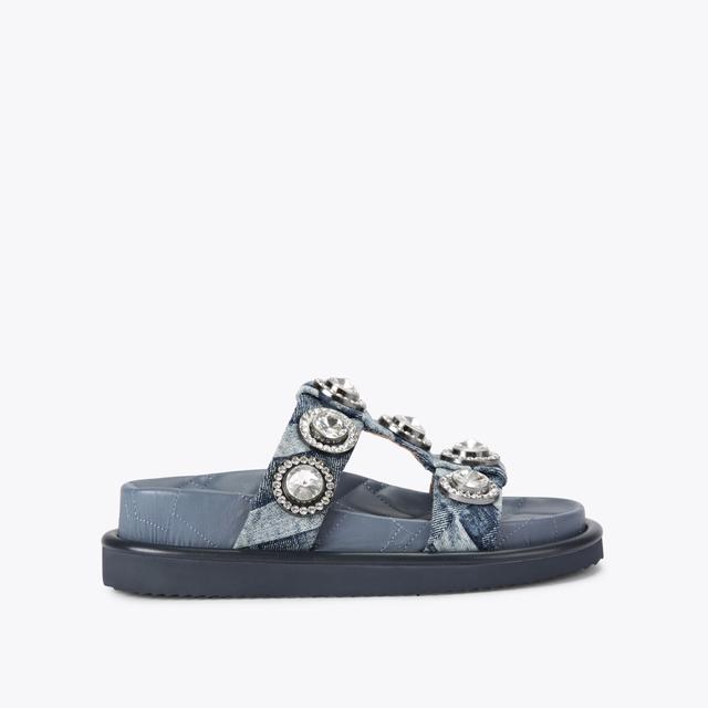 carvela by kurt geiger ORSON CRYSTAL SANDAL Denim Slip On Sandals by KURT GEIGER LONDON