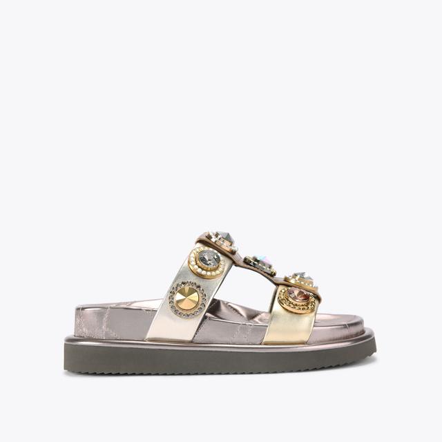 carvela by kurt geiger ORSON CRYSTAL SANDAL Metallic Gold Leather Slip On Sandal by KURT GEIGER LONDON