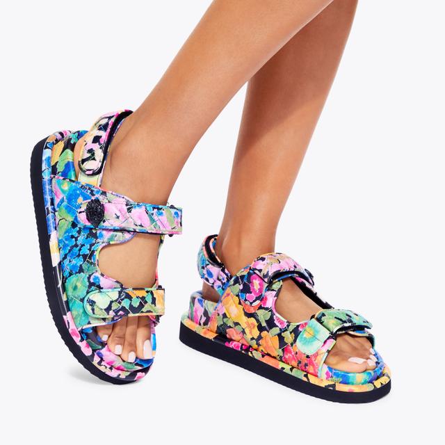 Carvela By Kurt Geiger ORSON Floral Leather Quilted Velcro Sandal By KURT GEIGER LONDON