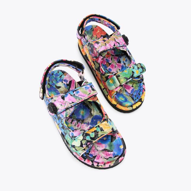 Carvela By Kurt Geiger ORSON Floral Leather Quilted Velcro Sandal By KURT GEIGER LONDON