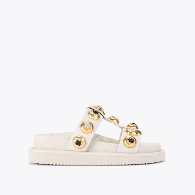 carvela by kurt geiger ORSON MULTI STUD Bone Crinkled Leather Strap Sandal by KURT GEIGER LONDON