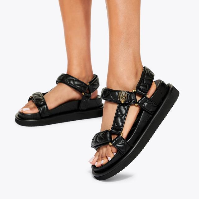 Carvela By Kurt Geiger ORSON SANDAL Black Quilted Velcro Sandal By KURT GEIGER LONDON